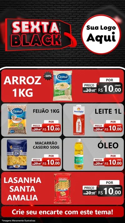 Modelo de TV para TV Vertical com o tema Sexta Black para Supermercado