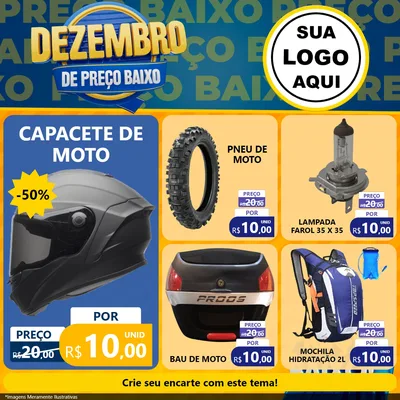 Modelo de Rede Social para Feed Facebook com o tema Dezembro de Preço Baixo para Moto peças