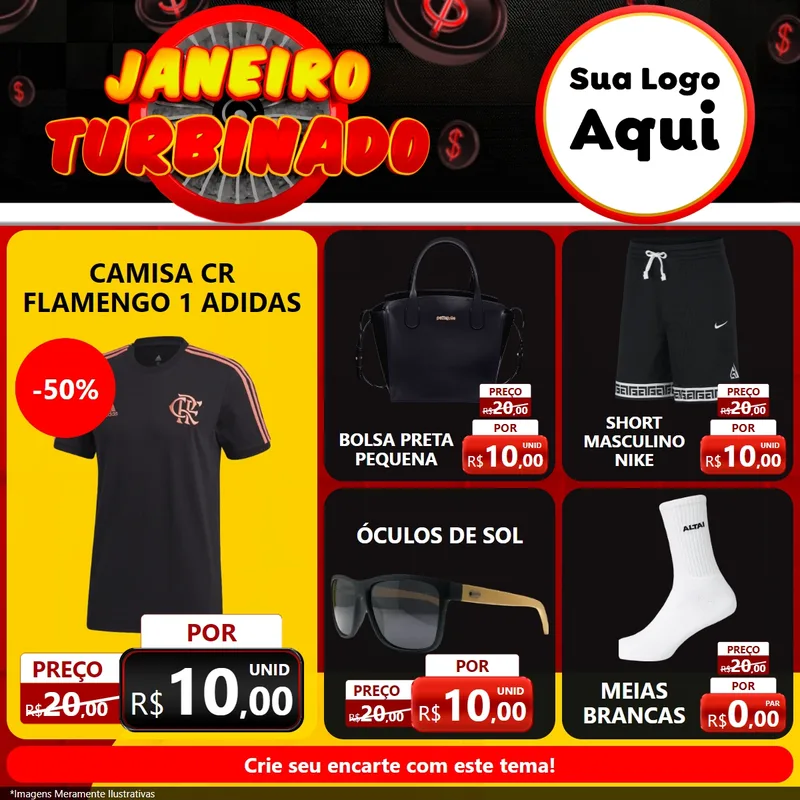 Modelo de Rede Social para Feed Facebook com o tema Janeiro Turbinado para Roupas e acessórios