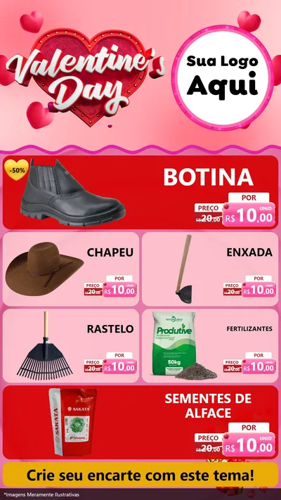 Modelo de TV para TV Vertical com o tema Valentine's Day para Agropecuária