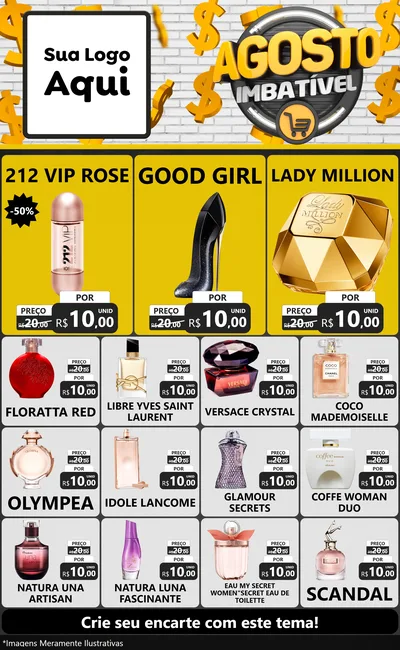 Modelo de Encarte para Encarte Grande com o tema Agosto imbatível para Perfumes