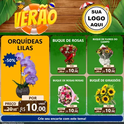 Modelo de Rede Social para Feed Facebook com o tema Verão para Floricultura e jardim