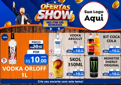 Modelo de Encarte para Encarte A4 Horizontal com o tema Ofertas Show No Fim De Semana para Distribuidora de bebidas