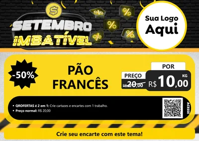 Modelo de Cartaz para Cartaz A4 Horizontal com o tema Setembro Imbatível para Padaria