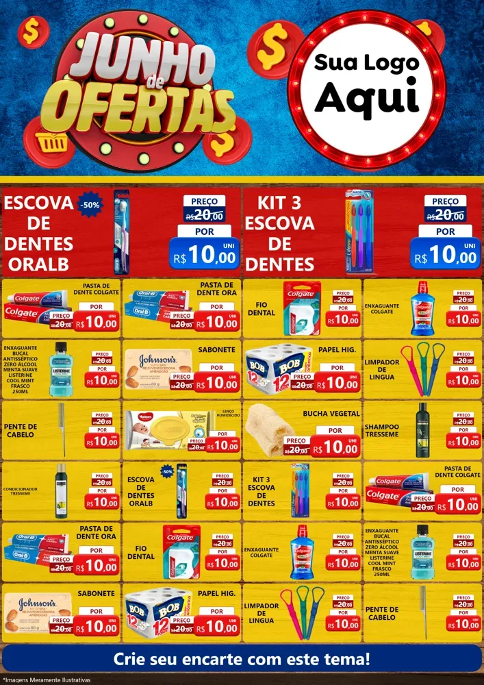 Modelo de Encarte para Encarte A4 Vertical com o tema Junho de Ofertas para Higiene Pessoal