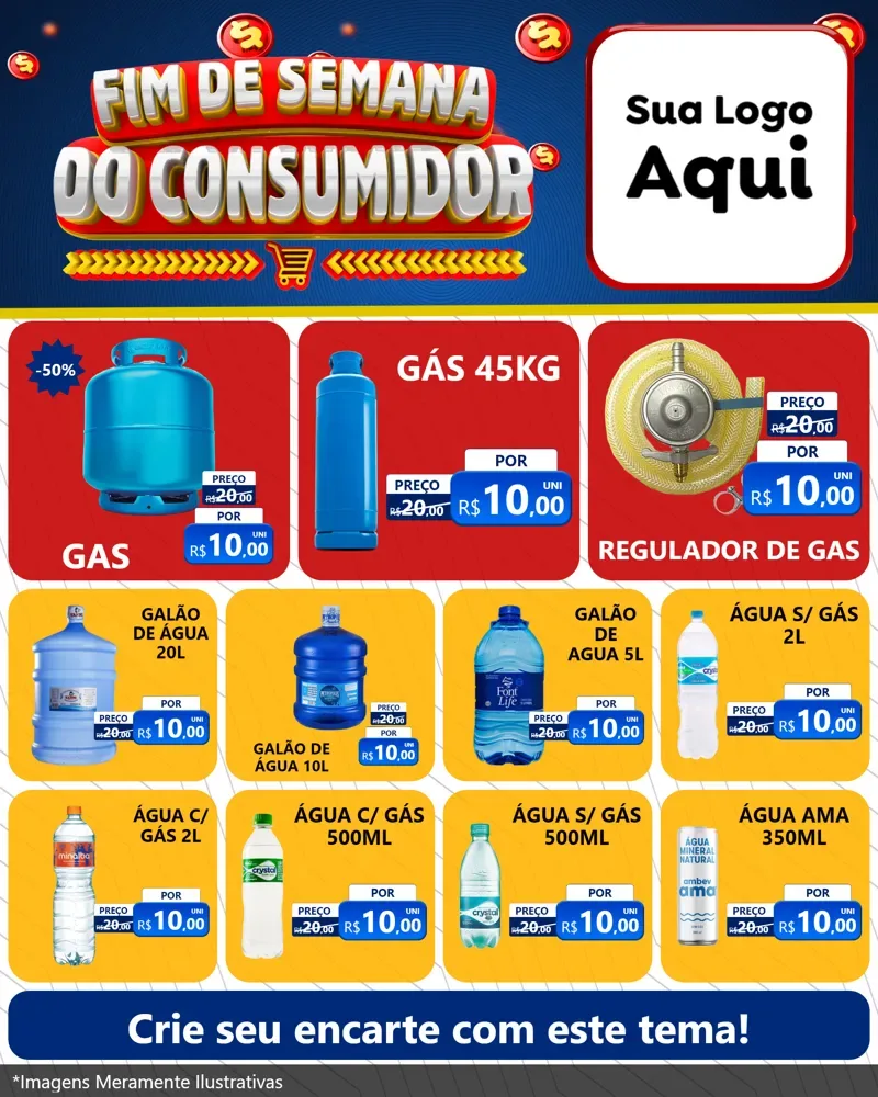 Modelo de Rede Social para Feed Instagram com o tema Fim de Semana do Consumidor para Água e gás