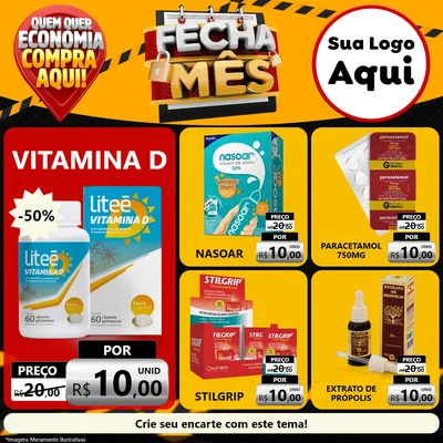 Modelo de Rede Social para Feed Facebook com o tema Fecha Mês para Farmácia