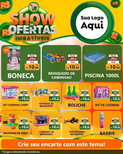 Modelo de Rede Social para Feed Instagram com o tema Show de Ofertas Imbatíveis para Brinquedos