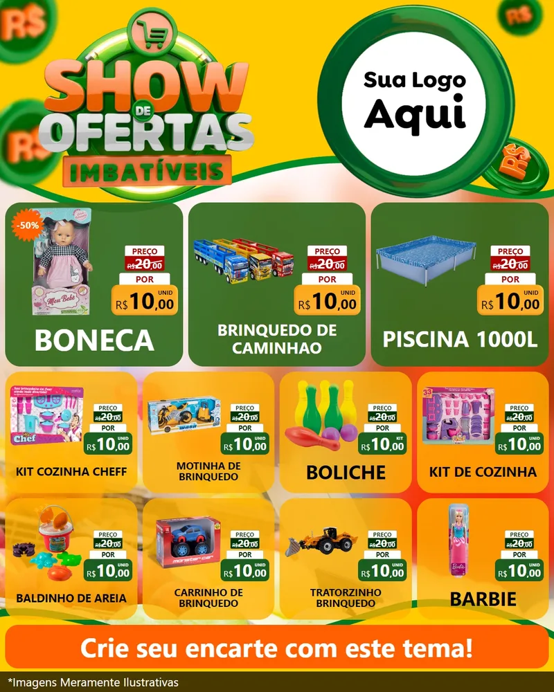Modelo de Rede Social para Feed Instagram com o tema Show de Ofertas Imbatíveis para Brinquedos