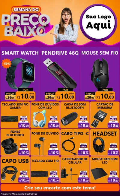 Modelo de Encarte para Encarte Grande com o tema Semana do Preço Baixo para Informática