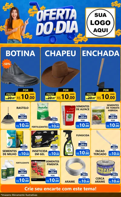 Modelo de Encarte para Encarte Grande com o tema Oferta do Dia para Agropecuária