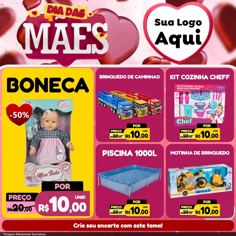 Modelo de Rede Social para Feed Facebook com o tema Dia Das Mães para Brinquedos