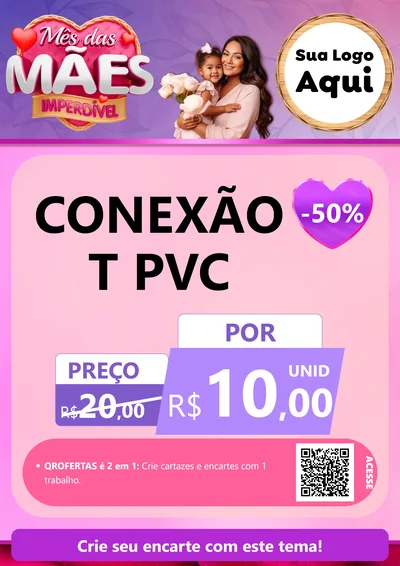 Modelo de Cartaz para Cartaz A4 Vertical com o tema Mês das Mães Imperdível para Tubos e conexões