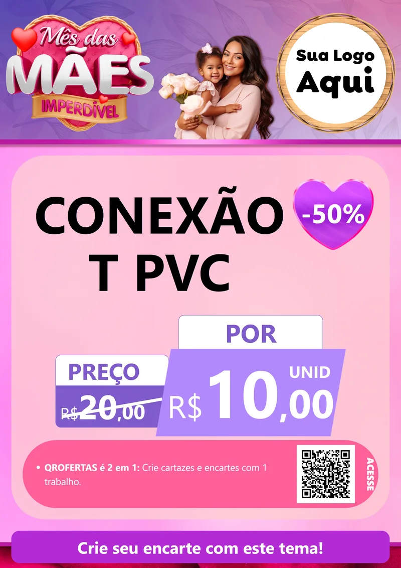 Modelo de Cartaz para Cartaz A4 Vertical com o tema Mês das Mães Imperdível para Tubos e conexões