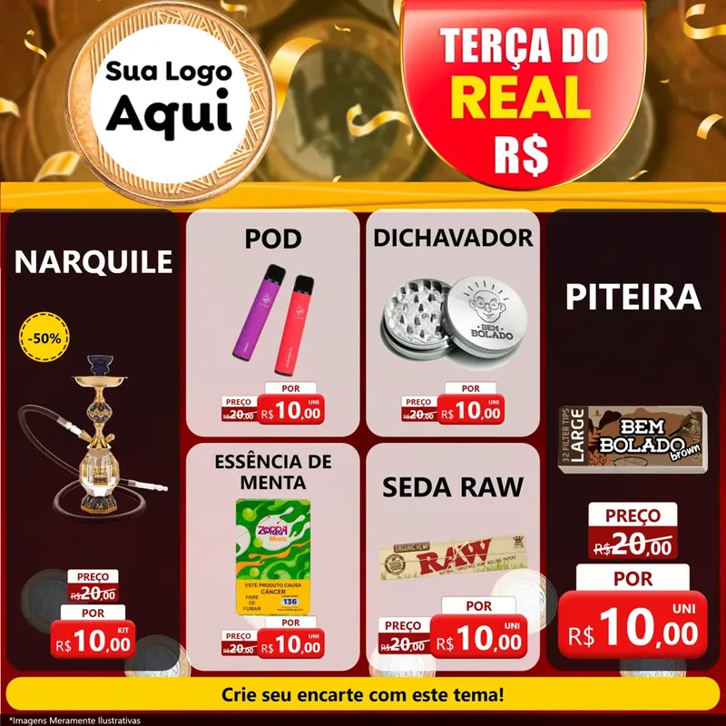 Modelo de Rede Social para Feed Facebook com o tema Terça do Real para Tabacaria