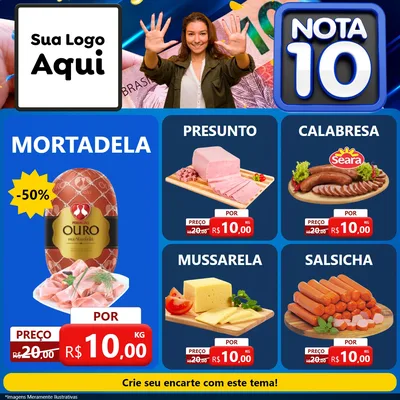 Modelo de Rede Social para Feed Facebook com o tema Nota 10 para Frios e Laticínios