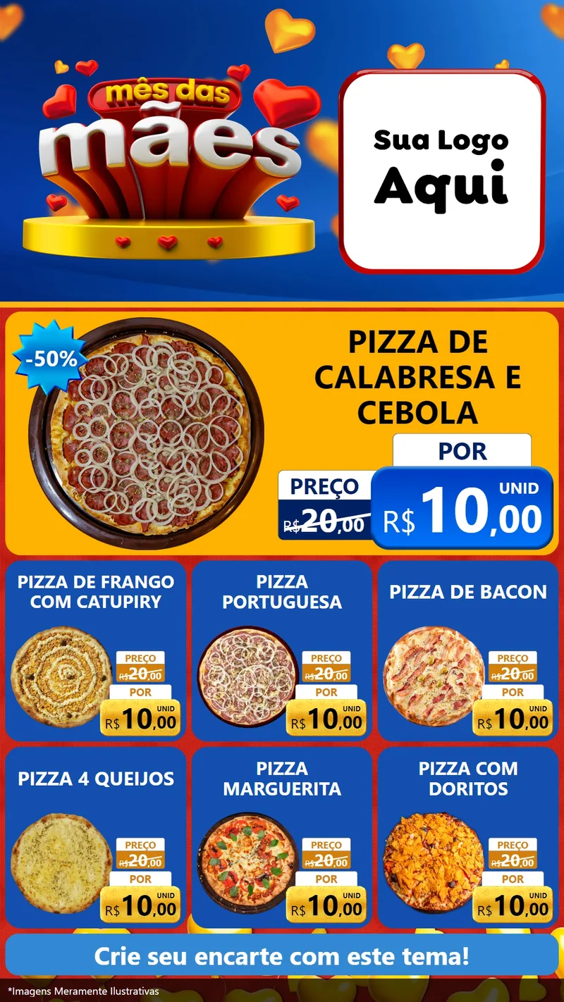 Modelo de Rede Social para Stories com o tema Mês das Mães para Pizzaria