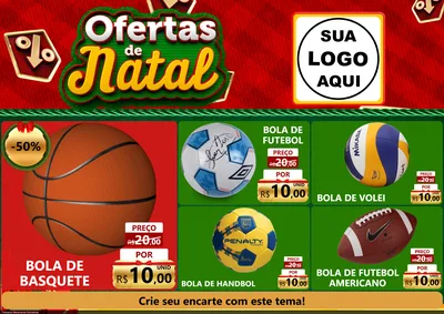 Modelo de Encarte para Encarte A4 Horizontal com o tema Ofertas de Natal para Artigos Esportivos