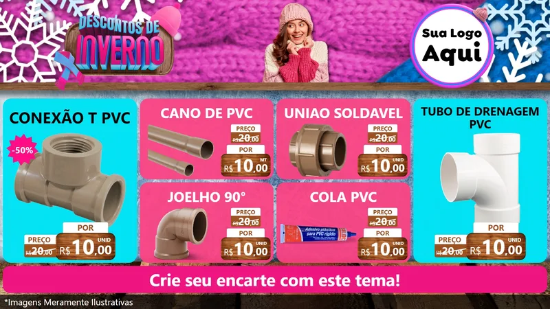 Modelo de TV para TV Horizontal com o tema Descontos de Inverno para Tubos e conexões
