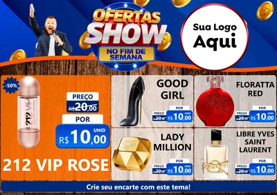 Modelo de Encarte para Encarte A4 Horizontal com o tema Ofertas Show No Fim De Semana para Perfumes