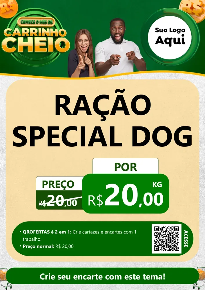 Modelo de Cartaz para Cartaz A4 Vertical com o tema Carrinho Cheio para Pet Shop