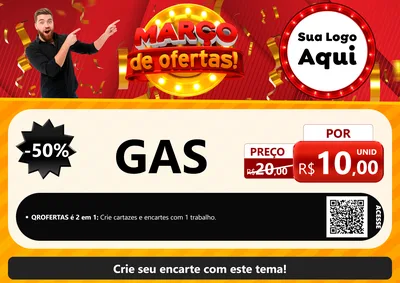 Modelo de Cartaz para Cartaz A4 Horizontal com o tema Março de Ofertas! para Água e gás