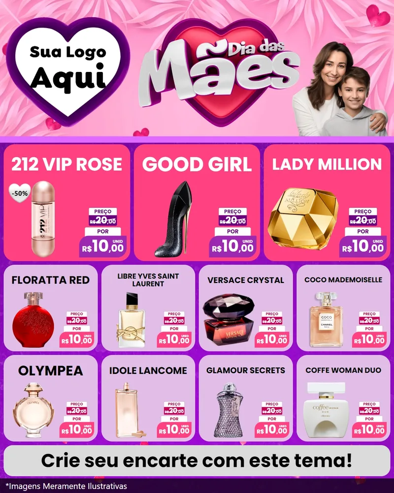 Modelo de Rede Social para Feed Instagram com o tema Dia das Mães para Perfumes