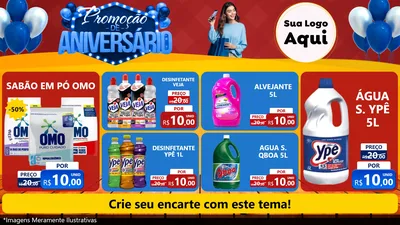 Modelo de TV para TV Horizontal com o tema Promoção de Aniversário para Produtos de Limpeza