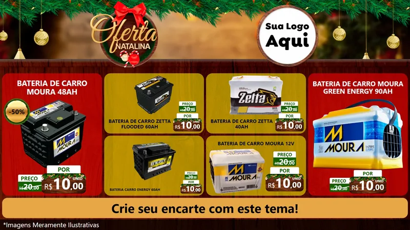 Modelo de TV para TV Horizontal com o tema Ofertas Natalina para Baterias Elétricas
