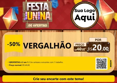 Modelo de Cartaz para Cartaz A4 Horizontal com o tema Festa Junina de Ofertas para Ferragens
