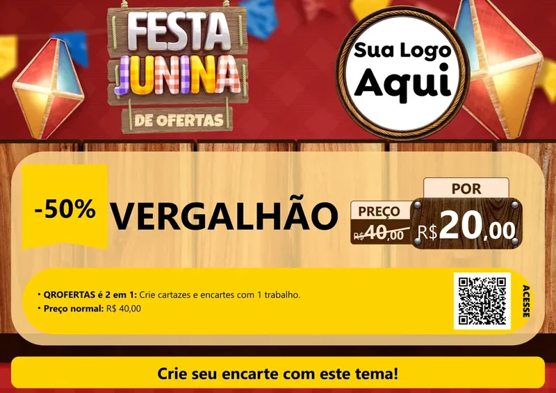Modelo de Cartaz para Cartaz A4 Horizontal com o tema Festa Junina de Ofertas para Ferragens