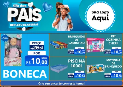 Modelo de Encarte para Encarte A4 Horizontal com o tema Dia Dos Pais Repleto de Ofertas para Brinquedos