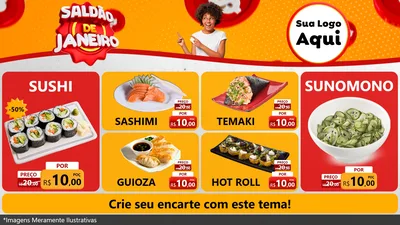 Modelo de TV para TV Horizontal com o tema Saldão de Janeiro para Comida japonesa