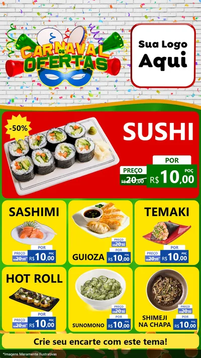 Modelo de Rede Social para Stories com o tema Carnaval de Ofertas para Comida japonesa