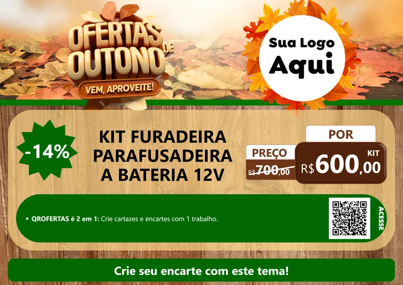Modelo de Cartaz para Cartaz A4 Horizontal com o tema Ofertas de Outono - Vem, Aproveite! para Maquinas e Ferramentas