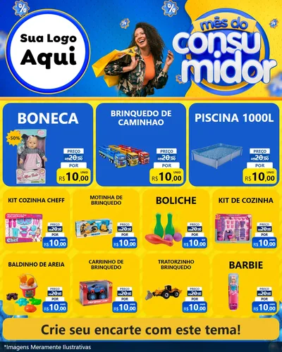 Modelo de Rede Social para Feed Instagram com o tema Mês do Consumidor para Brinquedos