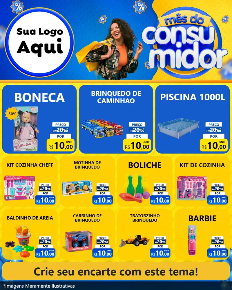 Modelo de Rede Social para Feed Instagram com o tema Mês do Consumidor para Brinquedos