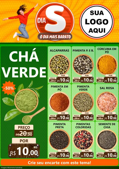 Modelo de Encarte para Encarte A4 Vertical com o tema Dia S - O Dia Mais Barato para Produtos Naturais