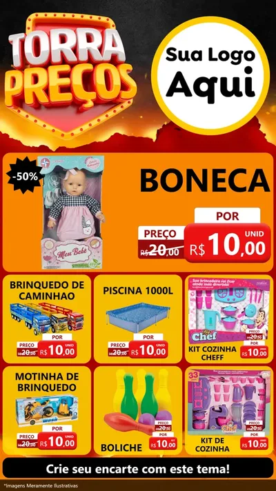 Modelo de Rede Social para Stories com o tema Torra Preços para Brinquedos