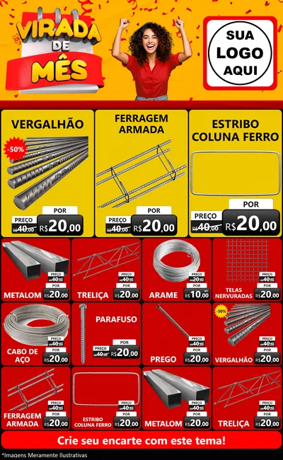 Modelo de Encarte para Encarte Grande com o tema Virada de Mês para Ferragens
