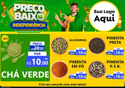 Modelo de Encarte para Encarte A4 Horizontal com o tema Preço Baixo de Independência para Produtos Naturais