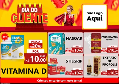 Modelo de Encarte para Encarte A4 Horizontal com o tema Dia do Cliente para Farmácia