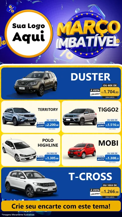 Modelo de TV para TV Vertical com o tema Março Imbatível para Concessionaria de Carros