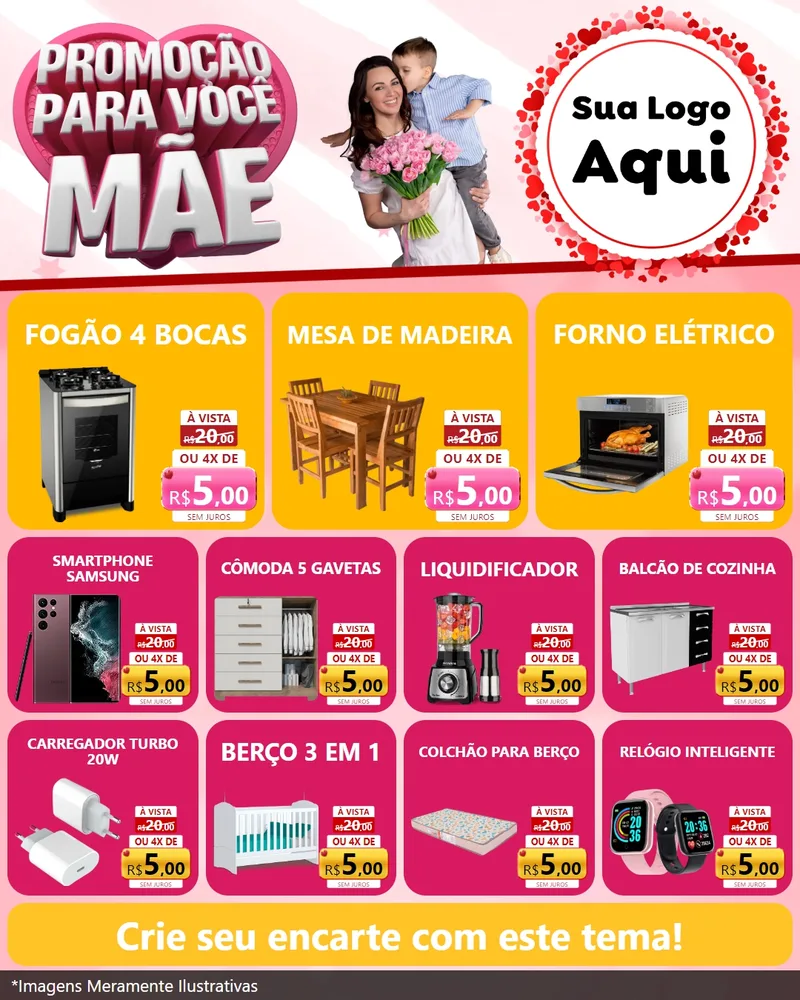 Modelo de Rede Social para Feed Instagram com o tema Promoção Para Você Mãe para Móveis e Eletro