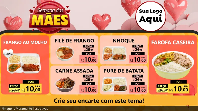 Modelo de TV para TV Horizontal com o tema Semana das Mães para Restaurante