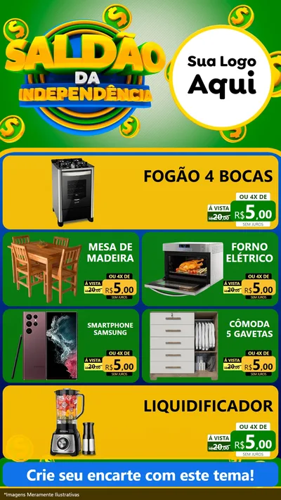 Modelo de TV para TV Vertical com o tema Saldão da Indepêndencia para Móveis e Eletro