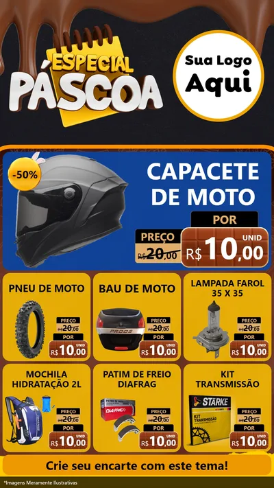 Modelo de Rede Social para Stories com o tema Especial Páscoa para Moto peças