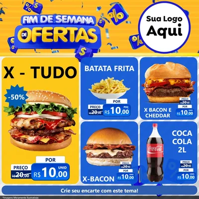 Modelo de Rede Social para Feed Facebook com o tema Fim de Semana de Ofertas para Hamburgueria