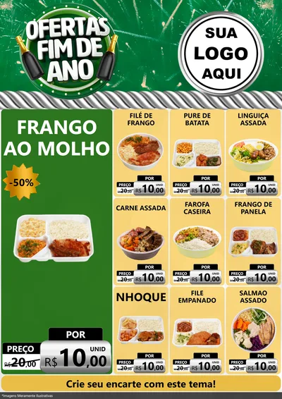 Modelo de Encarte para Encarte A4 Vertical com o tema Ofertas Fim de Ano para Restaurante