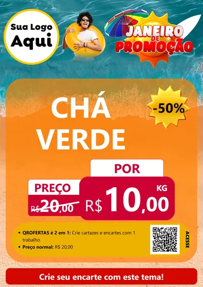 Modelo de Cartaz para Cartaz A4 Vertical com o tema Janeiro de Promoção para Produtos Naturais